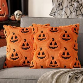 Halloween Fall Pumpkin Throw Pillow Covers 18x18 Orange-Black