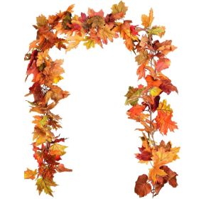 2 Pack Orange Maple Leaf Garland, 5.9 Ft Artificial Fall Vines