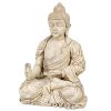 Enlightened Seated Buddha 4 Ft In Aged Stone Finish