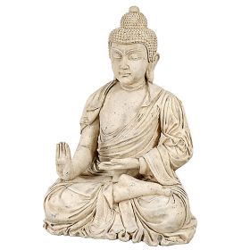 Enlightened Seated Buddha 4 Ft In Aged Stone Finish