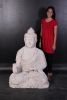 Enlightened Seated Buddha 4 Ft In Aged Stone Finish