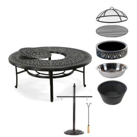 Grand Bonaire Weave Outdoor Fire Pit Table With Accessories (Kit)