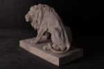 Symmetrical Pair Of 39 Inch Entry Lions In Rough Stone