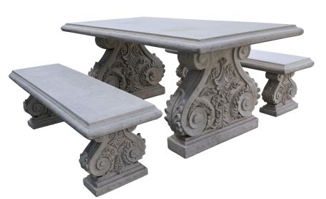 Classic Acanthus Garden Table And Bench Set Of 3 (Kit)