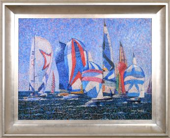 Pointelistic Regata Boat 13 Framed