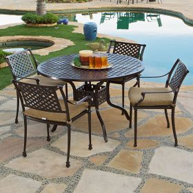 Savannah Outdoor Aluminum Round Dining Table Set Of 5 (Kit)