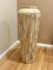 Farmhouse Teak Vase 48 Inch Distressed White