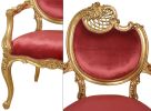 Red Pair Of French Rococo Fireside Chairs
