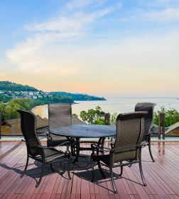 Windermere Woven Outdoor Round Dining Table Set Of 5 (Kit)