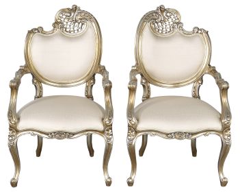 Platine Pair Of French Rococo Mahogany Fire Side Chairs
