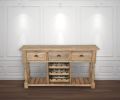 Farmhouse Console With Wine Rack In All Natural Finish