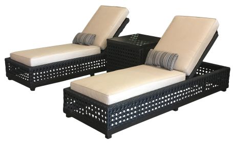 Monterey Outdoor Chaise And Side Table Set Of 3 (Kit)