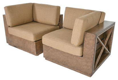 Modern Rustic  Right And Left Arm Single Seaters With Cushions