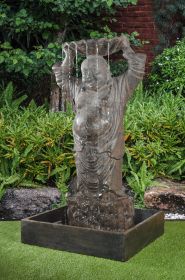 Happy Buddha Fountain Black Earthy W Pump