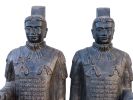 Life Size Pair Of Standing Soldiers 78.74" Tall With Black Earthy Finish