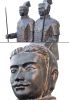 Life Size Pair Of Standing Soldiers 78.74" Tall With Black Earthy Finish