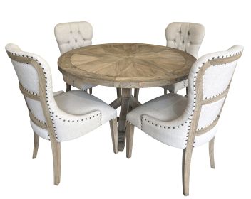 Farmhouse Diamond 48'' Round Dining Table Set Of 5