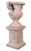 Floral Scrolled Urn On Base Stone Cast