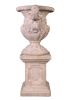 Floral Scrolled Urn On Base Stone Cast