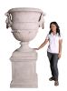 Large Lion Urn On Base Stone Cast - Reinforced