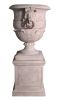 Large Lion Urn On Base Stone Cast - Reinforced