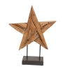 Five Point Teak Wood Star On Stand
