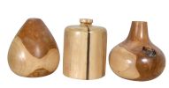 Teak Wood Mini Vases Set Of 3