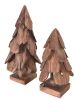 Teak Wood Pine Tree In A Stand Set Of 2