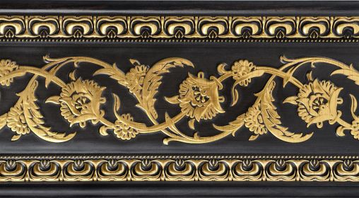 Gold Floral On Wood Tone Chair Rail 92 Inch