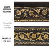 Gold Floral On Wood Tone Chair Rail 92 Inch
