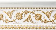 Gold Floral On French White Crown Molding 92 Inch