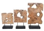 Teak Wood Natural Stand Deco Set Of 3