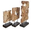 Teak Wood Natural Stand Deco Set Of 3