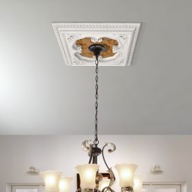 White And Gold Four Leaf Clover Square Chandelier Ceiling Medallion 24In