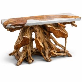 Resin Teakroot Console White 48In