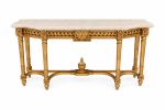 Grand Carved Console With Marble Top 68"W-Gold