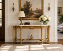 Grand Carved Console With Marble Top 68"W-Gold