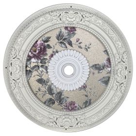 White Round Victorian Bloom Ceiling Medallion 24 Inch
