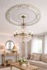 White And Gold Palatial Lace Round Ceiling Medallion 35 Inch