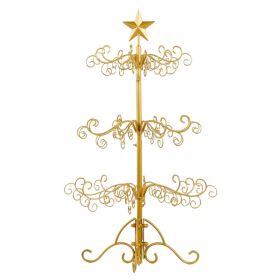 3ft Wrought Iron Christmas Tree, Metal Ornament Display Tree Stand For For Holiday Party Home Decor, Indoor & Outdoor Decor Hanger, Gold