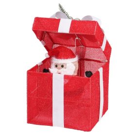 12in Motorized Pop-up Gift Box With Santa, Outdoor Christmas Decorations With Motor & 60 LED Lights, For Xmas Outdoor Holiday Indoor Decor Lighted Hol