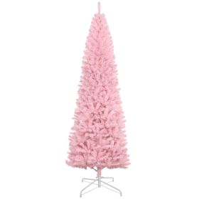 8 Artificial Christmas Tree Douglas Fir Pencil Christmas Tree with 1168 Realistic Branch Tips, Pink