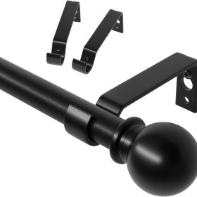 Curtain Rods For Windows 28 To 48 Inch, Black Curtain Rod Set With Brackets, Splicing Adjustable Metal Drapery Rod For Bedroom, Kitchen, Living Room,