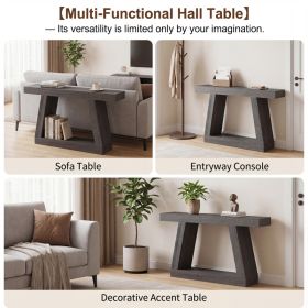 55 Inch Farmhouse Console Table Rustic Sofa Table With Storage Industrial Wooden Entryway Table For Hallway Living Room Easy Assembly
