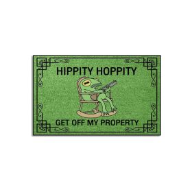 Hippity Hoppity Get Off My Property Funny Frog Doormat, Low Profile Entry Rug For Indoor Outdoor High Traffic Areas