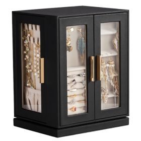 Four Sides With Storage, 5 Drawers That Can Rotate. Black Cabinet Body,   Velvet Fabric. Necklace Box.