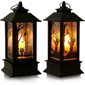 Black Gothic Halloween Lantern Lights, Mini Pumpkin Ghost Witch Bat Tree Candle Decorations For Indoor Outdoor Table Decor