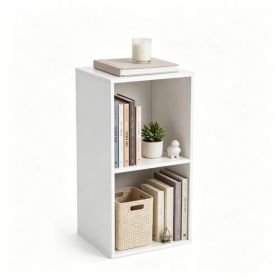 2-Cube Open Bookshelf, Freestanding Engineered Wood Storage Organizer, Vertical & Horizontal Placement Display Rack with Anti-Tipping Design for Livin