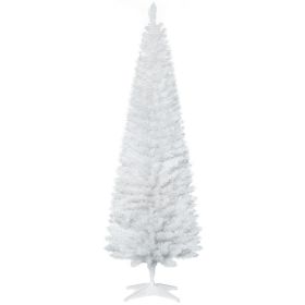 6 Artificial Pencil Christmas Tree, Slim Xmas Tree with 390 Realistic Branch Tips and Plastic Stand, White