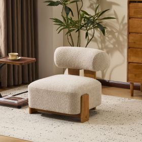27.25" Modern Boucle Lounge Chair with Solid Wood Frame and Rolled Backrest, Soft and Durable Boucle Upholstery, Ideal for Living Room, Bedroom, or Of